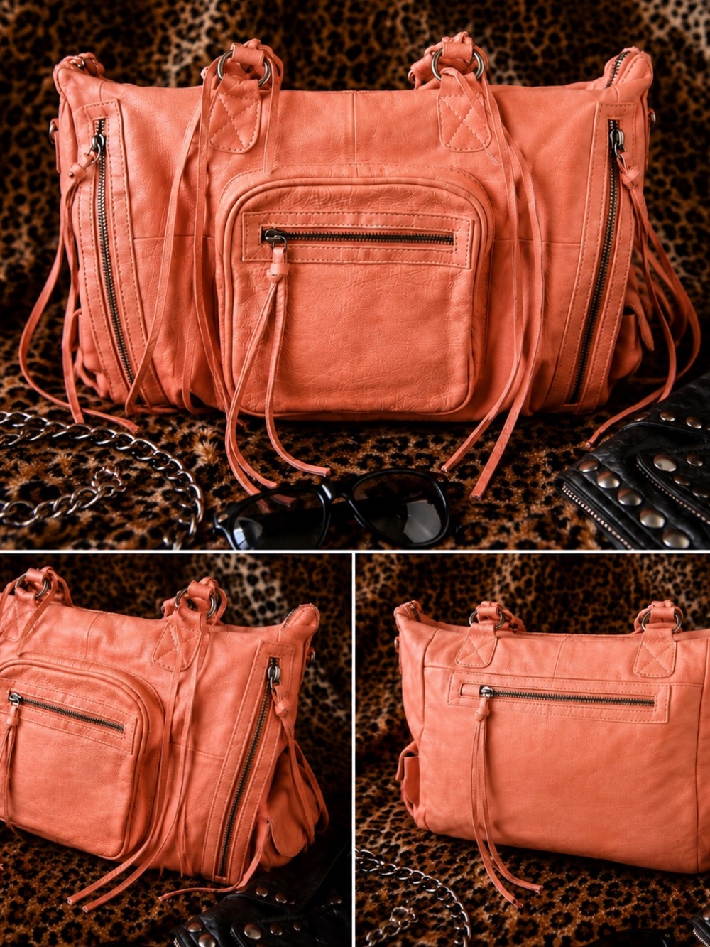 Day & Mood Leather Stylish Coral Women’s Shoulder Bag - Versatile Everyday Tote